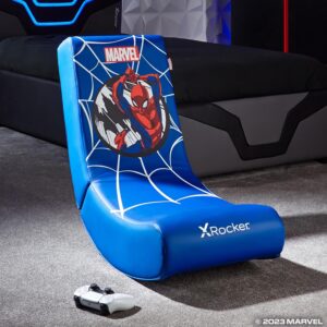Chaise de jeu à bascule Marvel Spider-Man pliable en similicuir bleu pour juniors