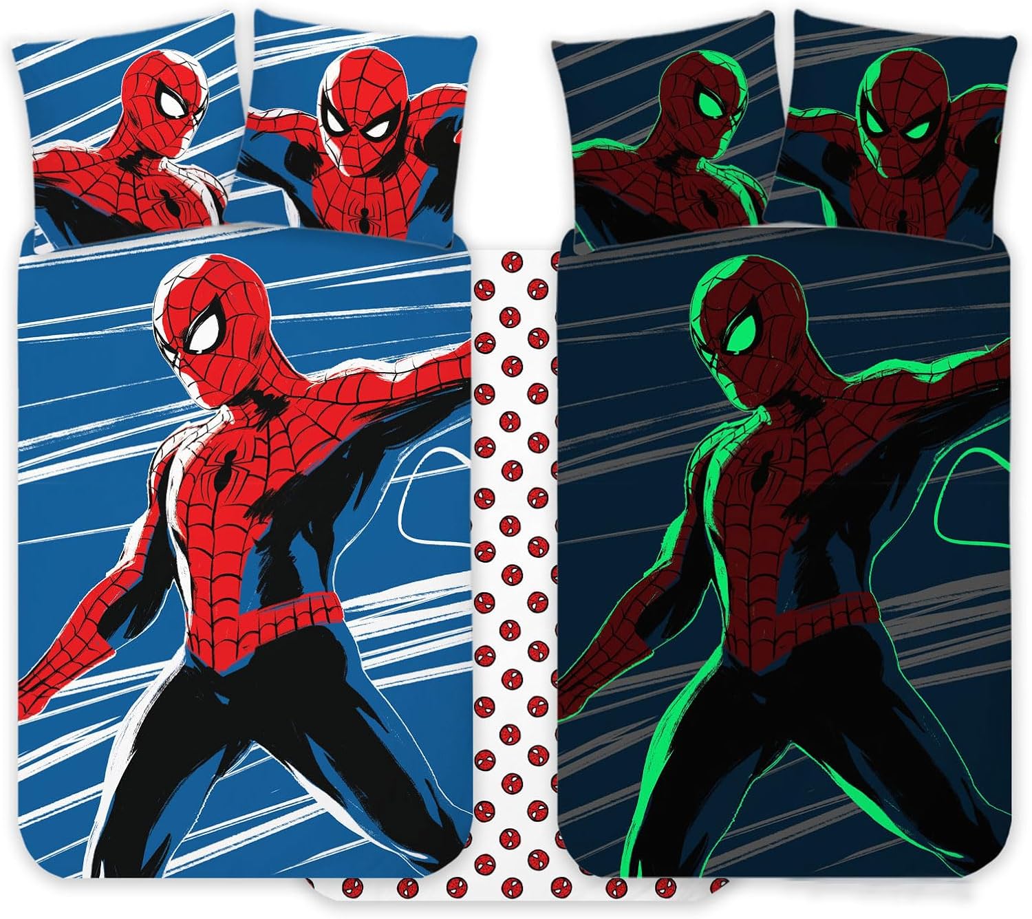 Parure de lit bébé Spiderman phosphorescente en 100 % coton, 100 x 135 cm