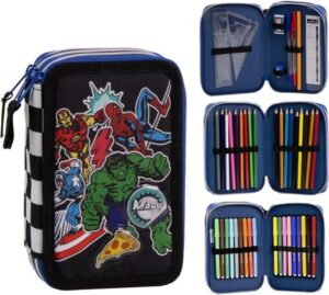 Trousse Spider-Man à triple compartiment avec fournitures complètes Marvel Avengers