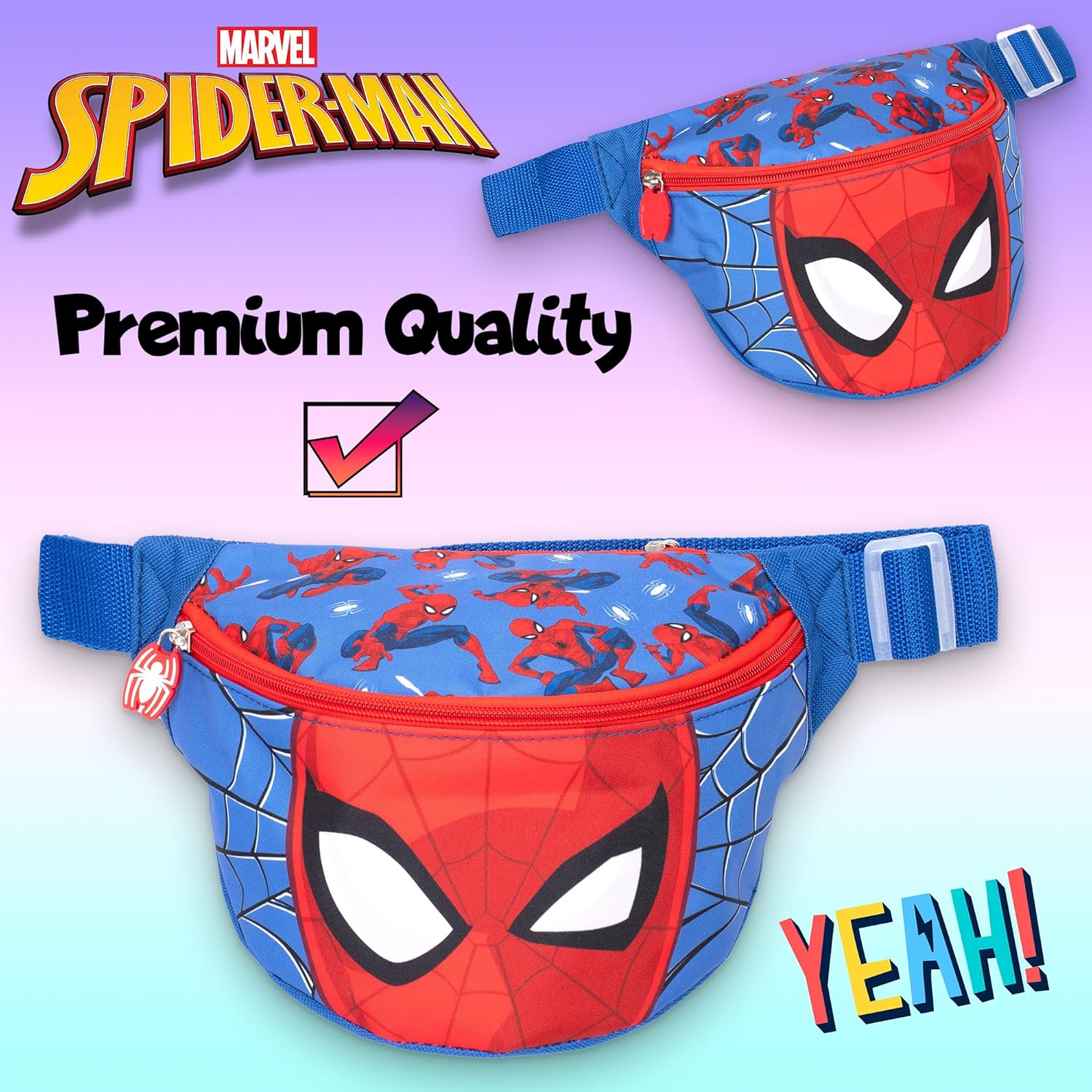 Sac banane Marvel Spiderman bleu et rouge à sangle réglable pour enfant – Image 7