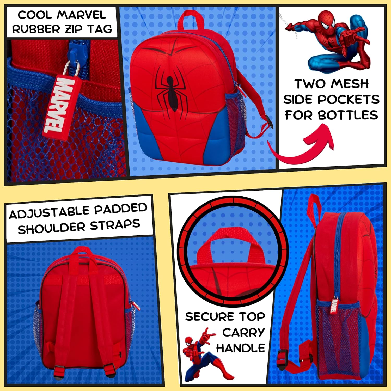 Sac à dos Marvel Spider-Man rouge avec peluche 3D – Image 5