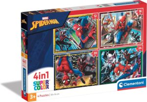 Marvel Spider-Man SuperColor : 4 puzzles progressifs 12, 16, 20 et 24 pièces dès 3 ans