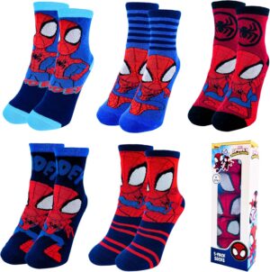 Lot de 5 chaussettes classiques Spider-Man Marvel Spidey, taille EU 27/30 pour garçon