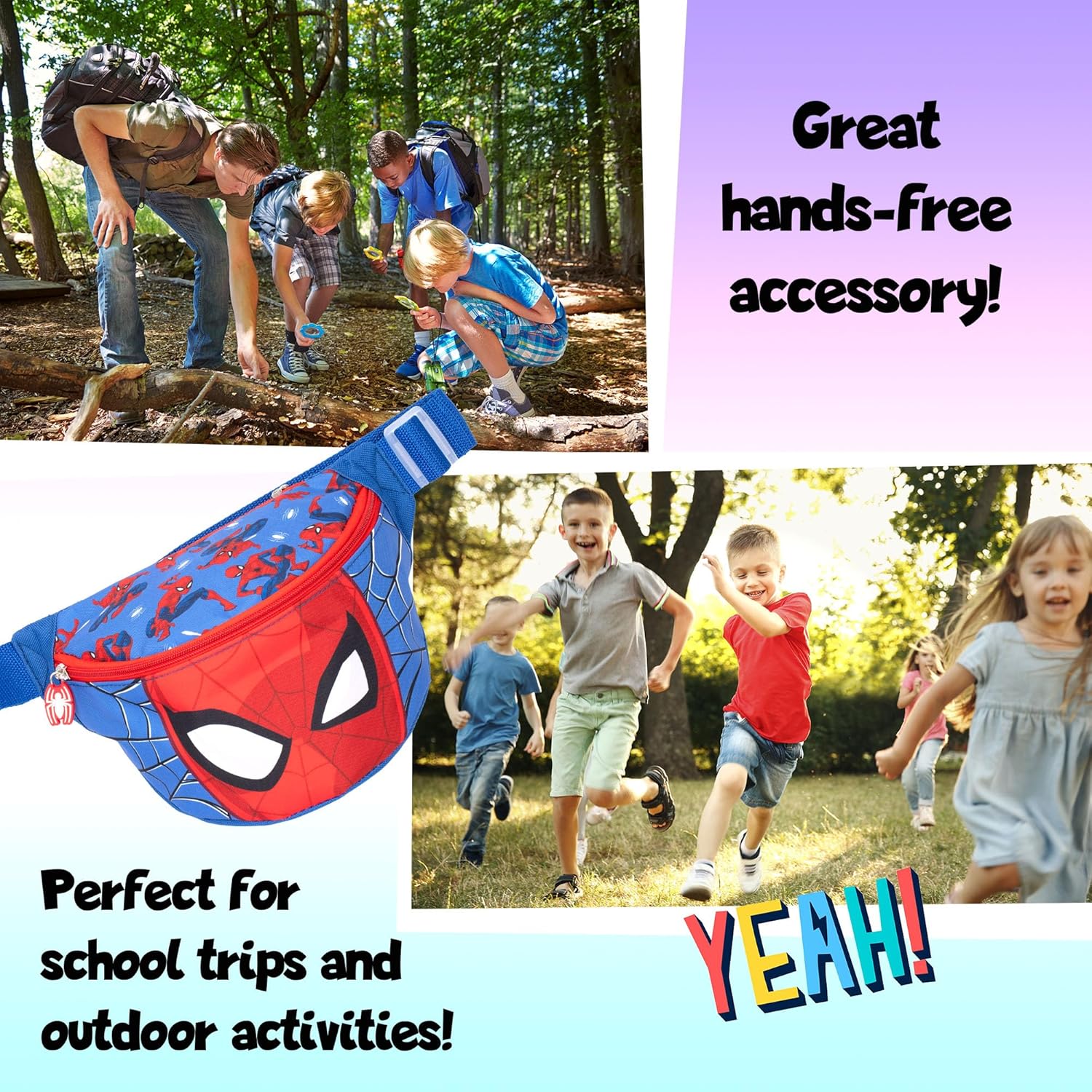 Sac banane Marvel Spiderman bleu et rouge à sangle réglable pour enfant – Image 5