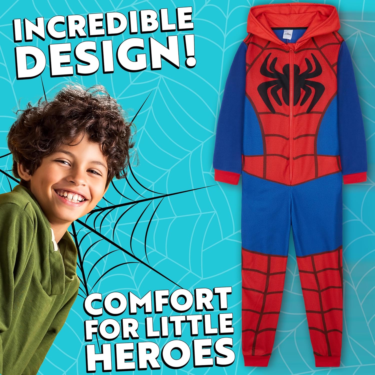 Kigurumi Marvel Spiderman polaire à capuche pour garçon – Image 3