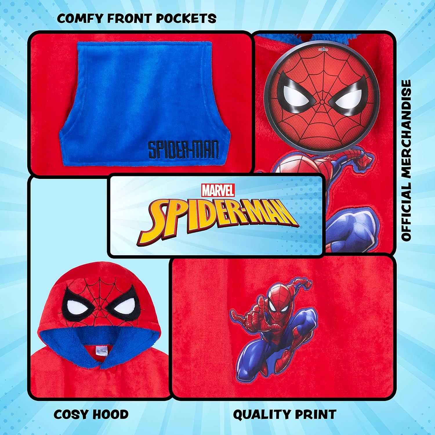 Plaid à capuche garçon Spider-Man Marvel, taille unique – Image 5