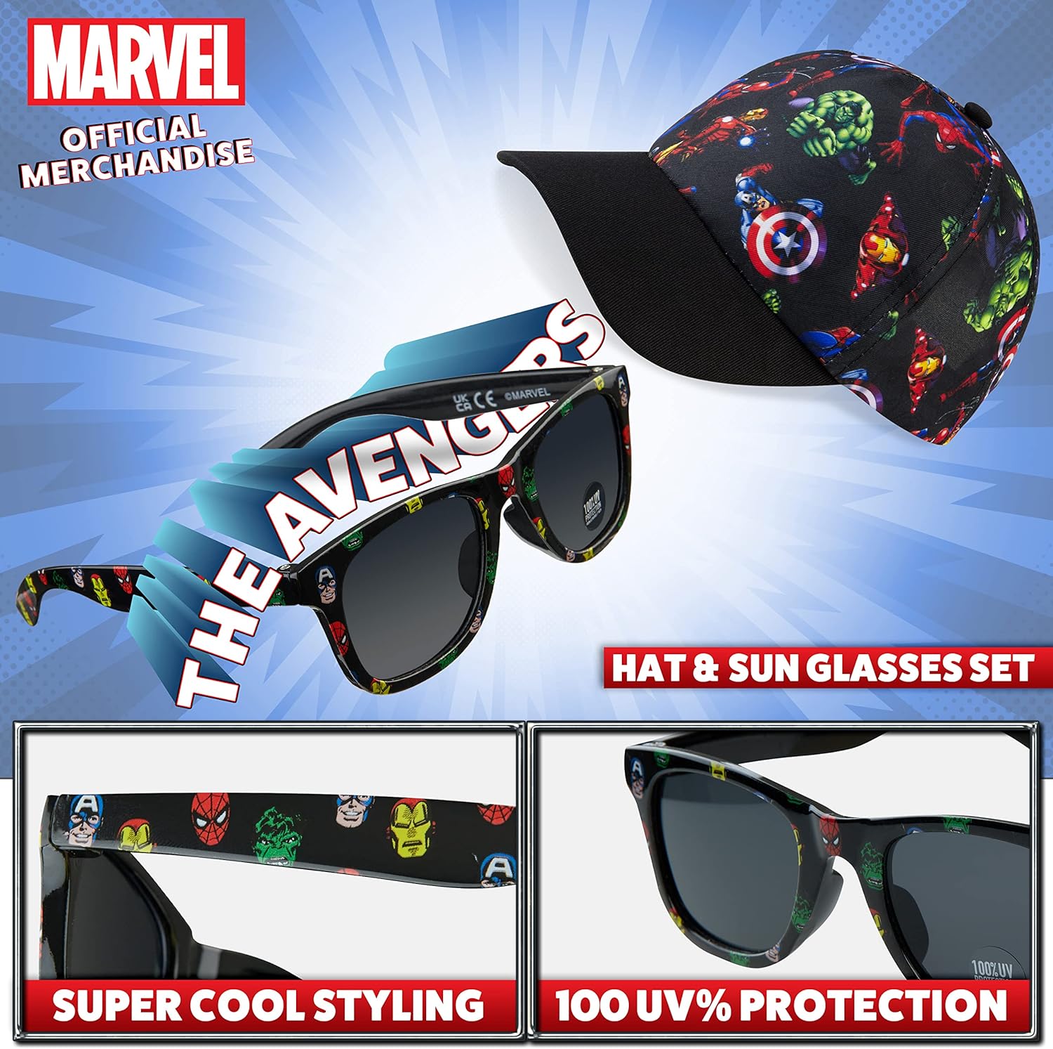 Ensemble enfant Marvel Spider-Man avec casquette respirante réglable et lunettes de soleil UV400 – Image 3