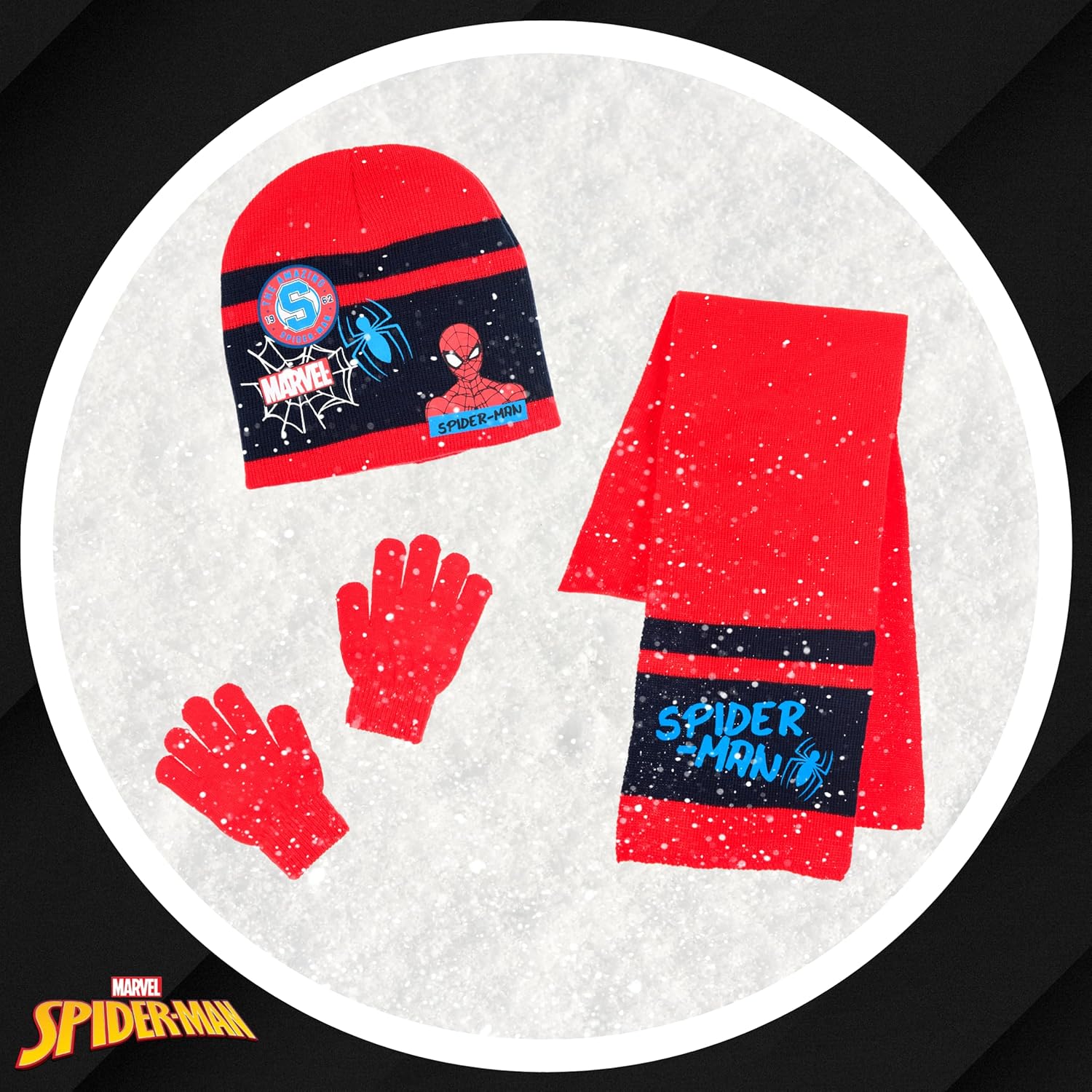 Ensemble d'hiver Spider-Man rouge avec bonnet, écharpe et gants pour garçon – Image 3