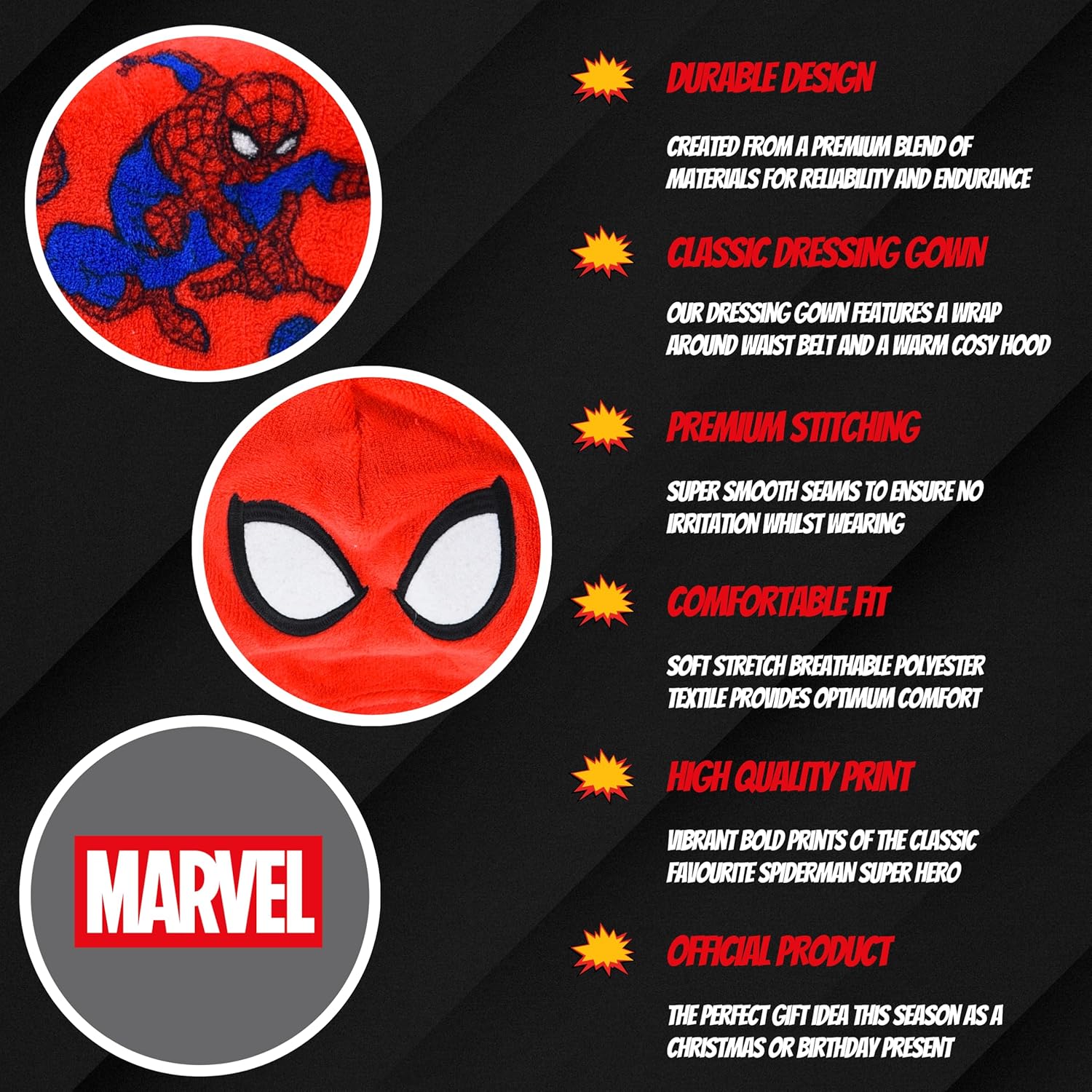 Robe de chambre rouge Spider-Man Marvel pour garçon, taille 3 – Image 5