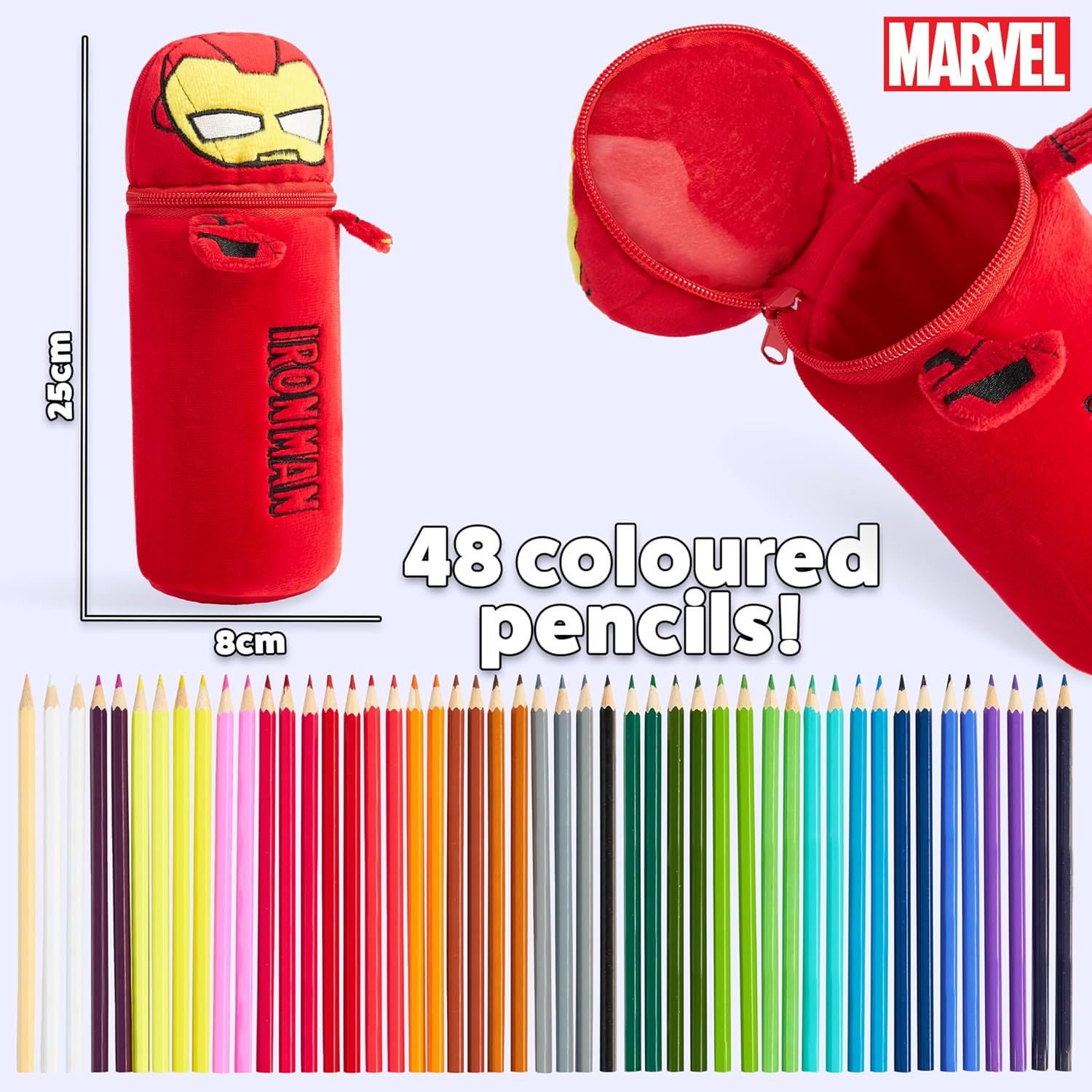 Set de coloriage Marvel Spider-Man avec trousse, 48 crayons Rouge Iron Man – Image 6