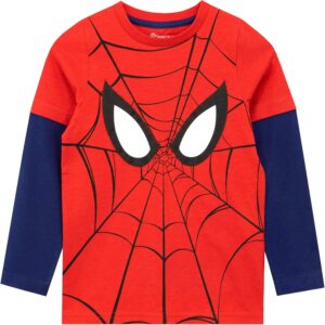 Marvel - T-shirt Spider-Man rouge et bleu à manches longues pour garçon