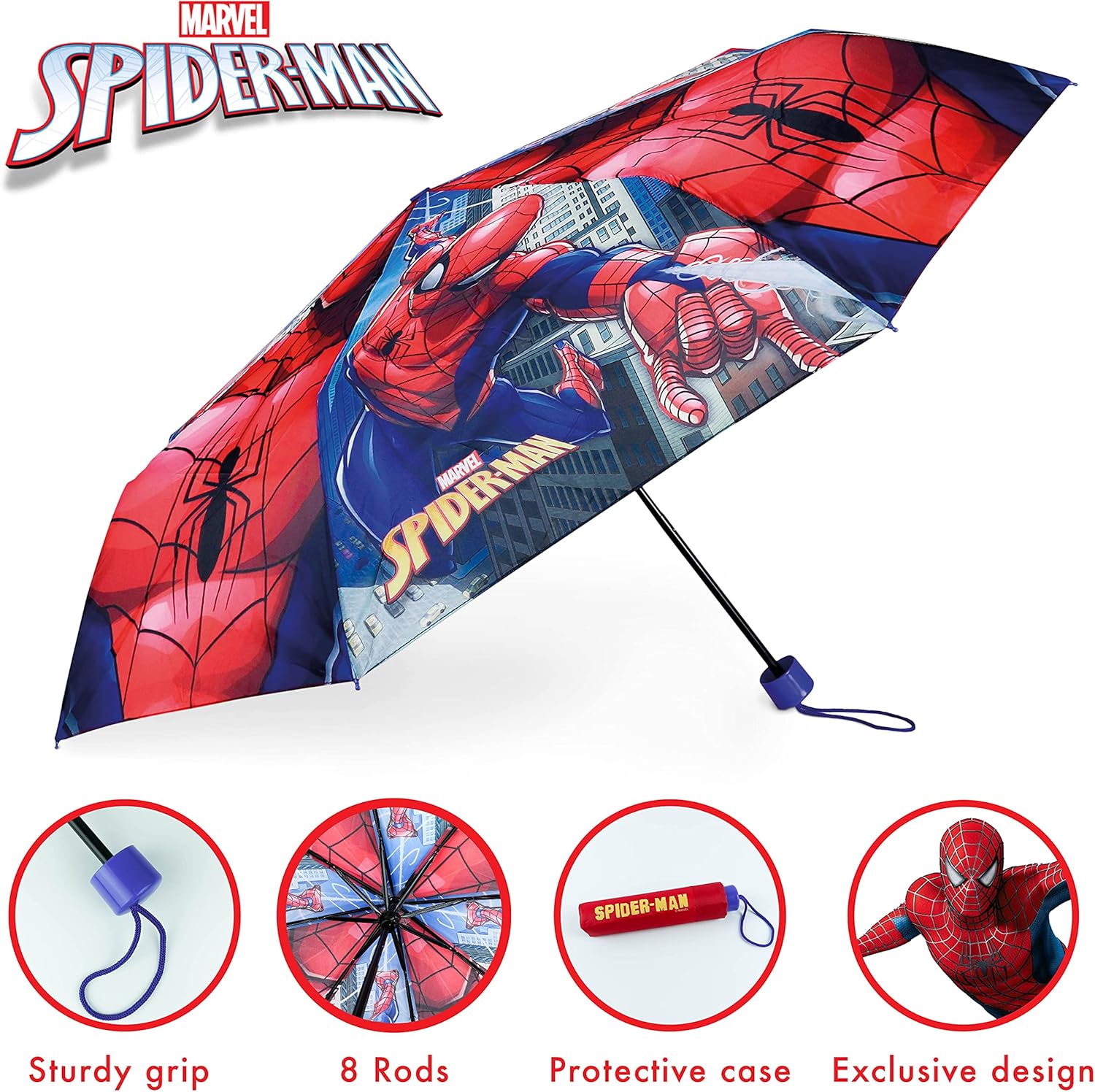 Parapluie pliant compact Spider-Man pour enfant – Image 3