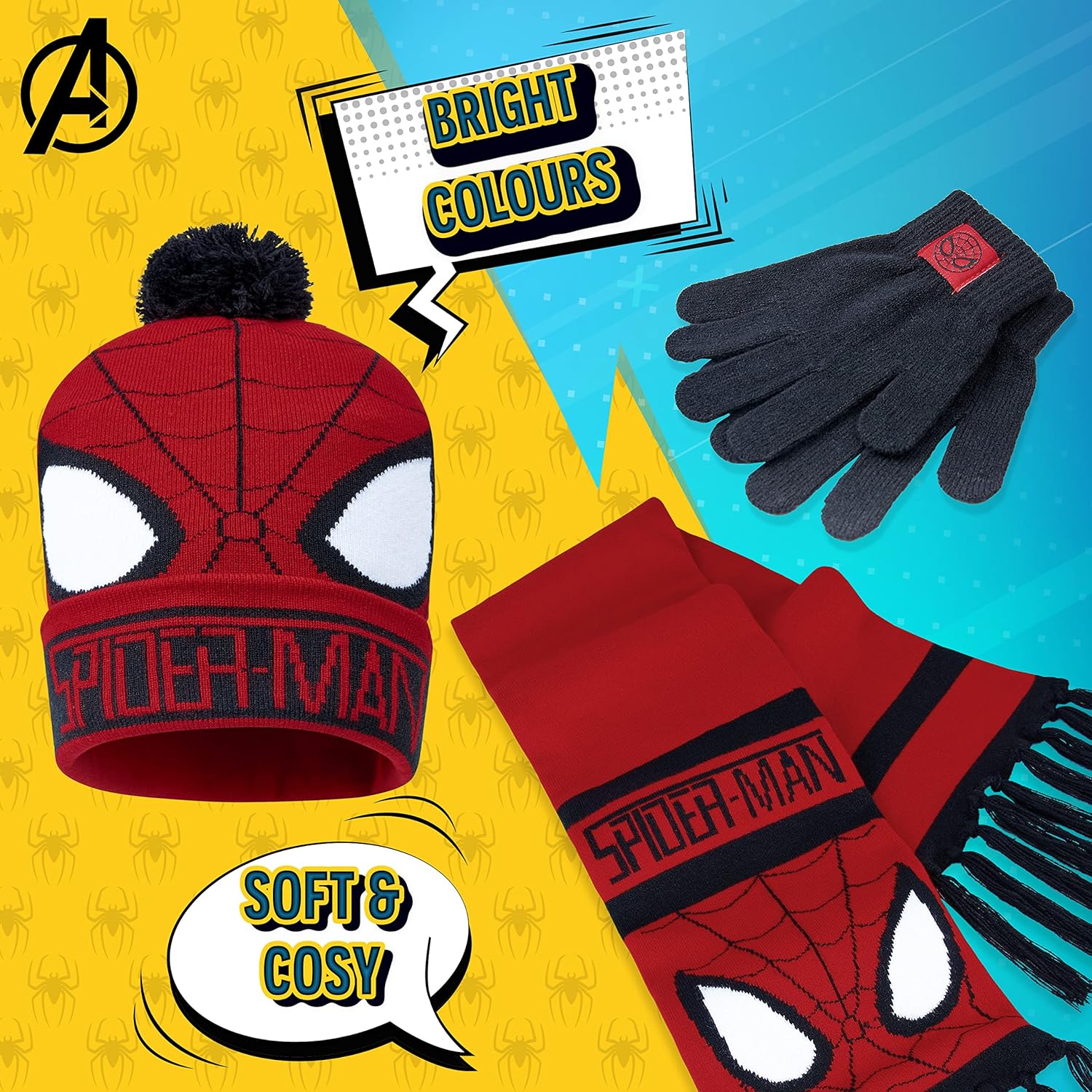Ensemble d'hiver garçon Marvel Spider-Man, Rouge Spiderman 3 Pcs – Image 2