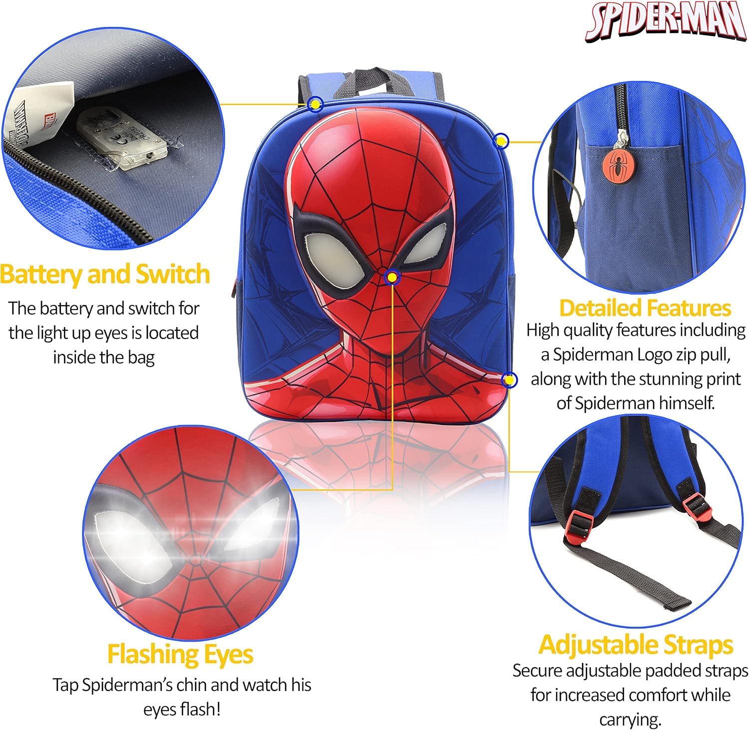 Cartable Marvel Spiderman bleu pour école maternelle et primaire – Image 5