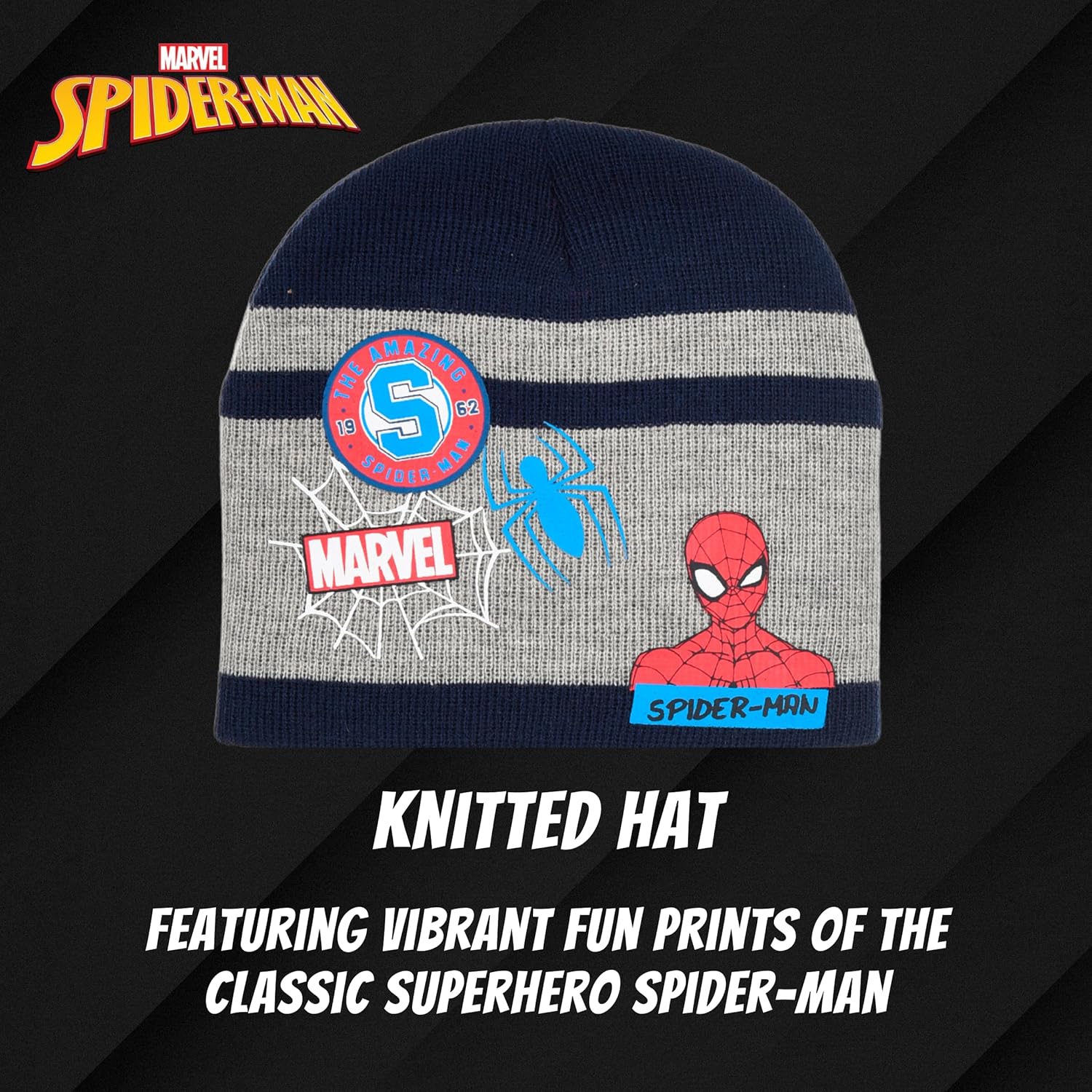 Ensemble d’hiver Spiderman bleu foncé avec chapeau, écharpe et gants pour garçon – Image 4