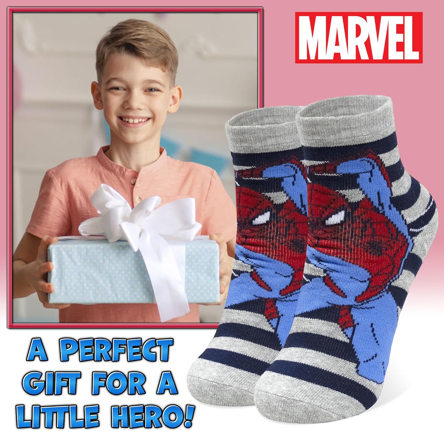 Chaussettes enfant Marvel Spider-Man Avengers en coton gris 27 à 30 – Image 4