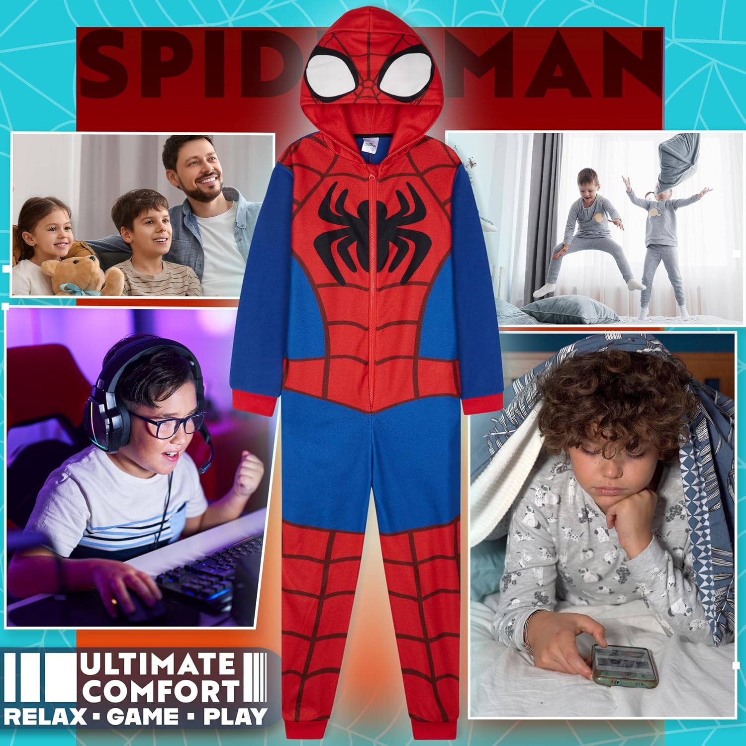 Kigurumi Marvel Spiderman polaire à capuche pour garçon – Image 4