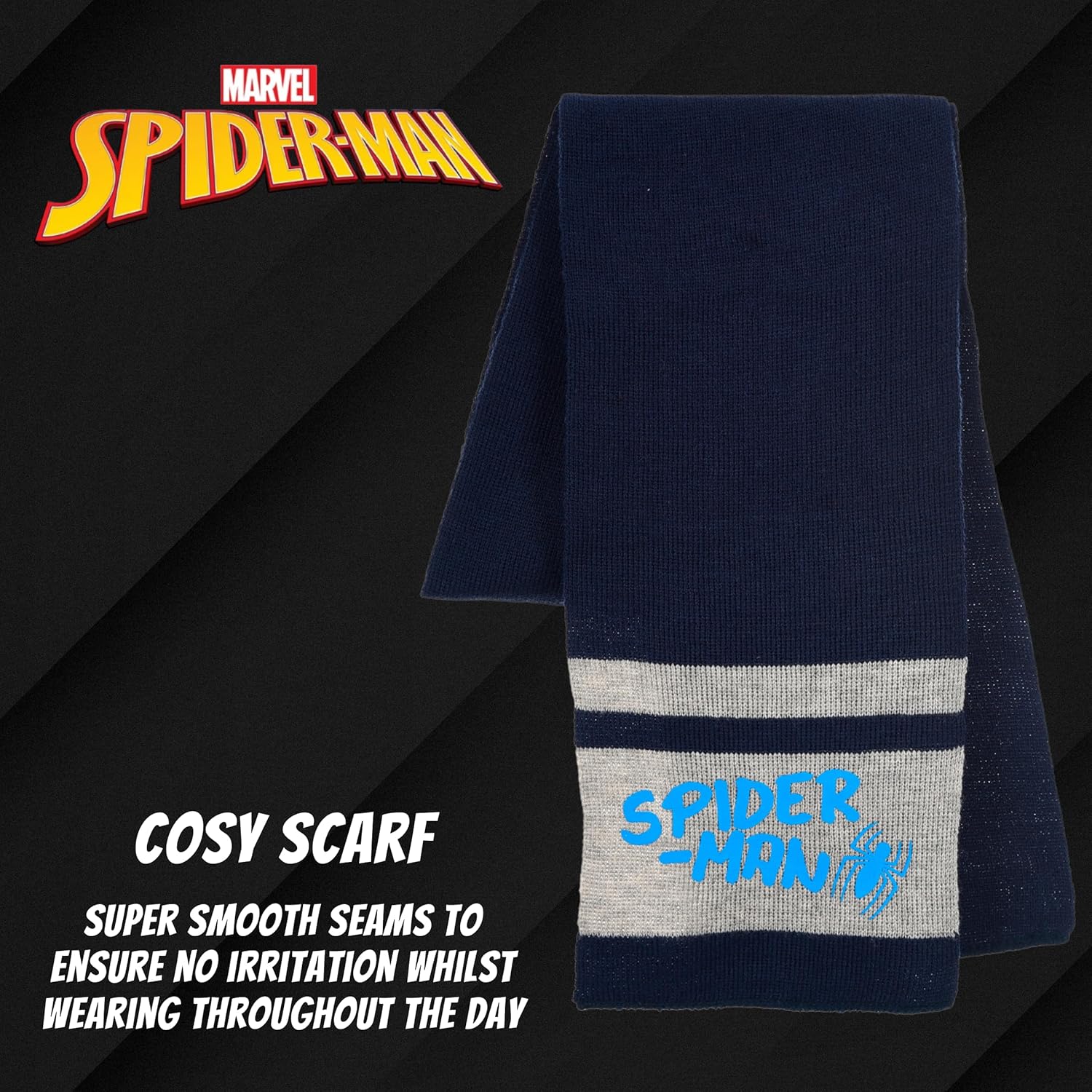 Ensemble d’hiver Spiderman bleu foncé avec chapeau, écharpe et gants pour garçon – Image 5