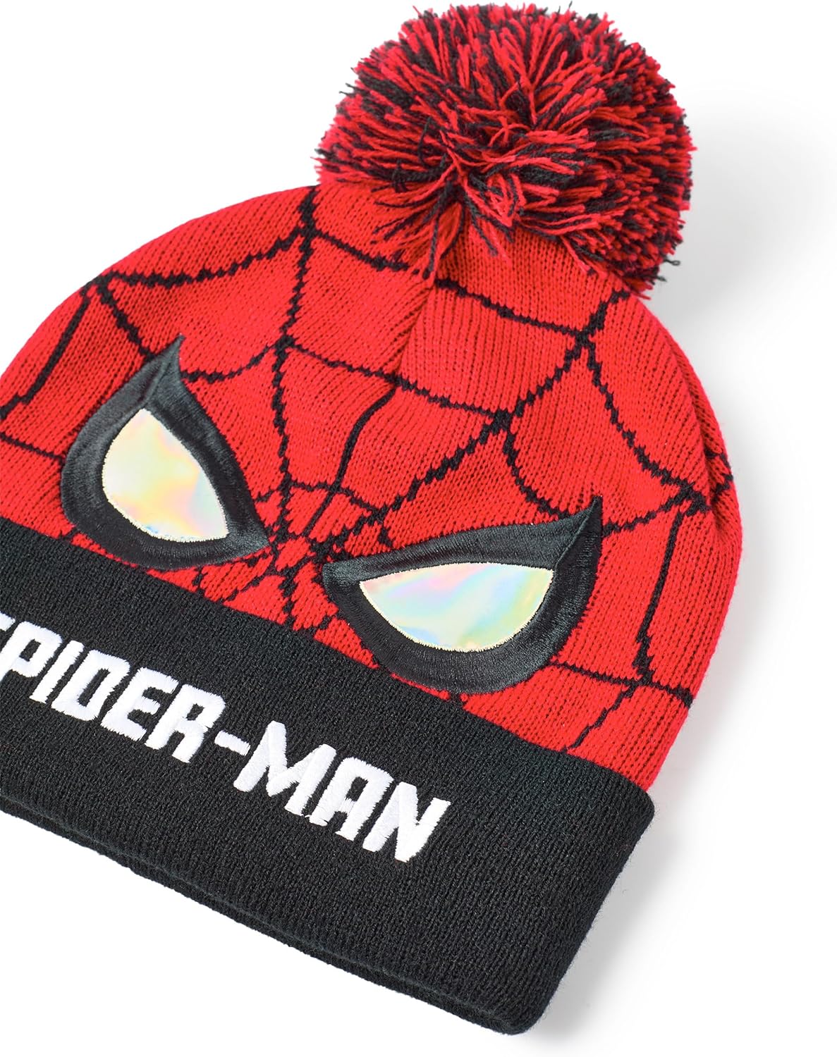 Ensemble Marvel Spiderman bonnet rouge et noir avec gants imprimés – Image 6