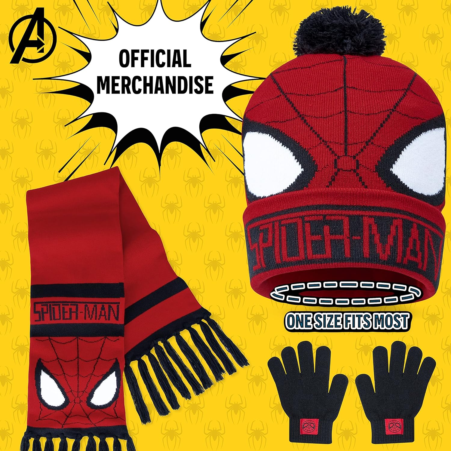Ensemble d'hiver garçon Marvel Spider-Man, Rouge Spiderman 3 Pcs – Image 3