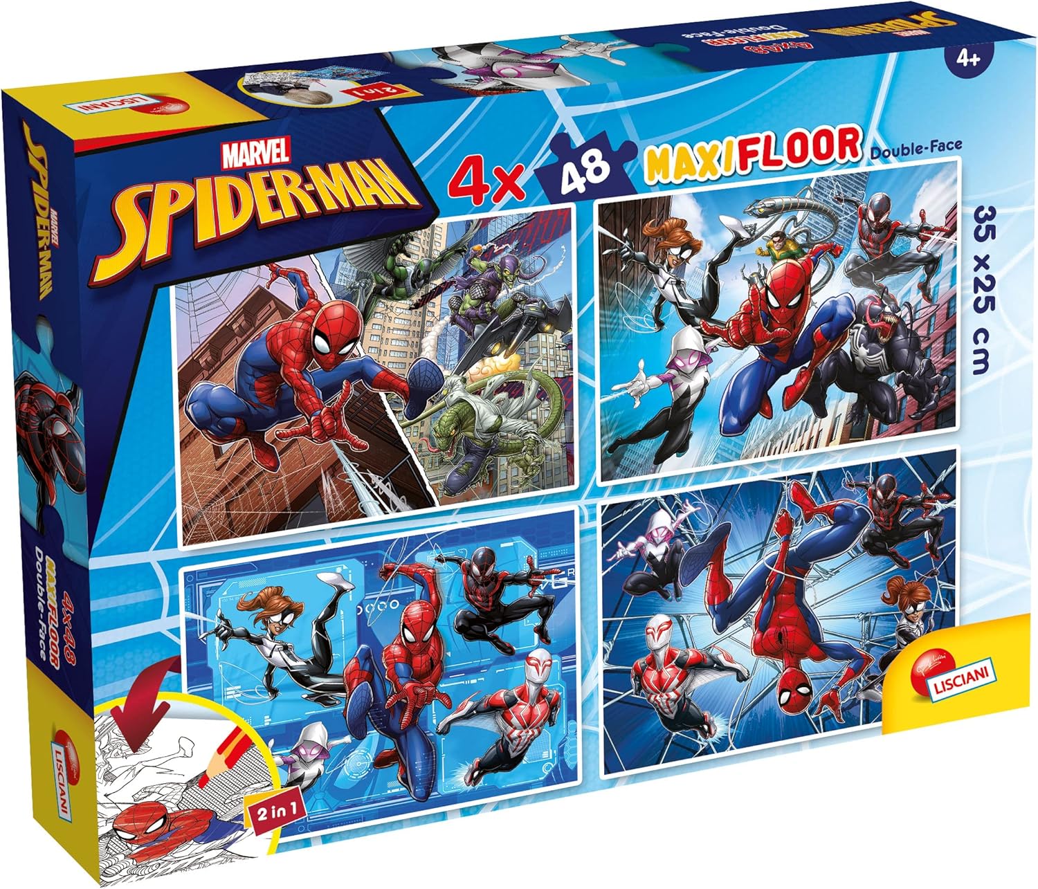 MARVEL Spider-Man 4 puzzles double face, 4 x 48 pièces