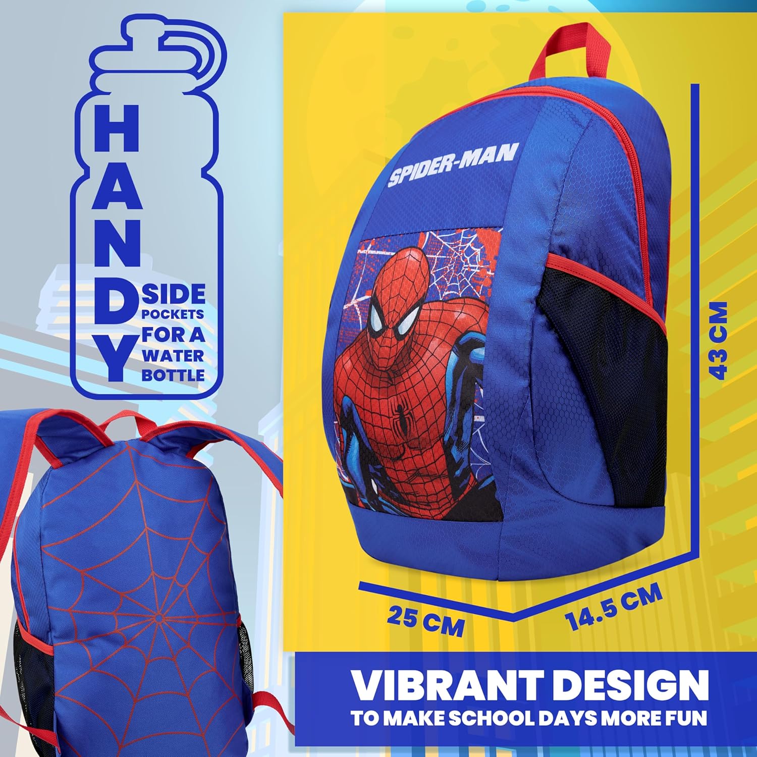 Cartable Spider-Man Marvel enfant 43 avec poches latérales – Image 5