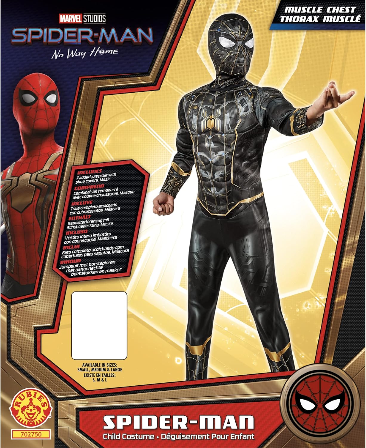 Costume enfant Deluxe Marvel Spider-Man No Way Home noir et doré – Image 4