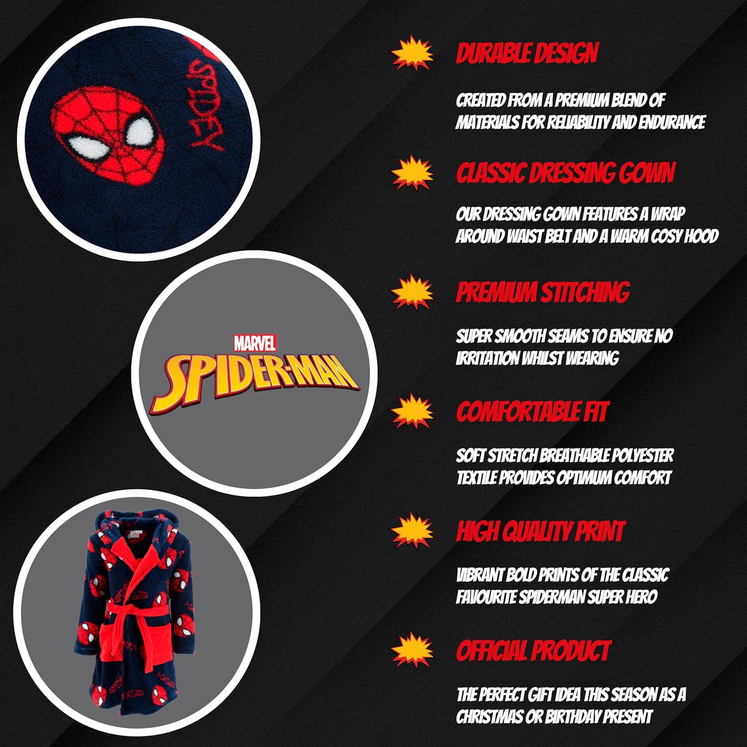 Robe de chambre Spider-Man rouge pour garçon, taille 3 ans – Image 5