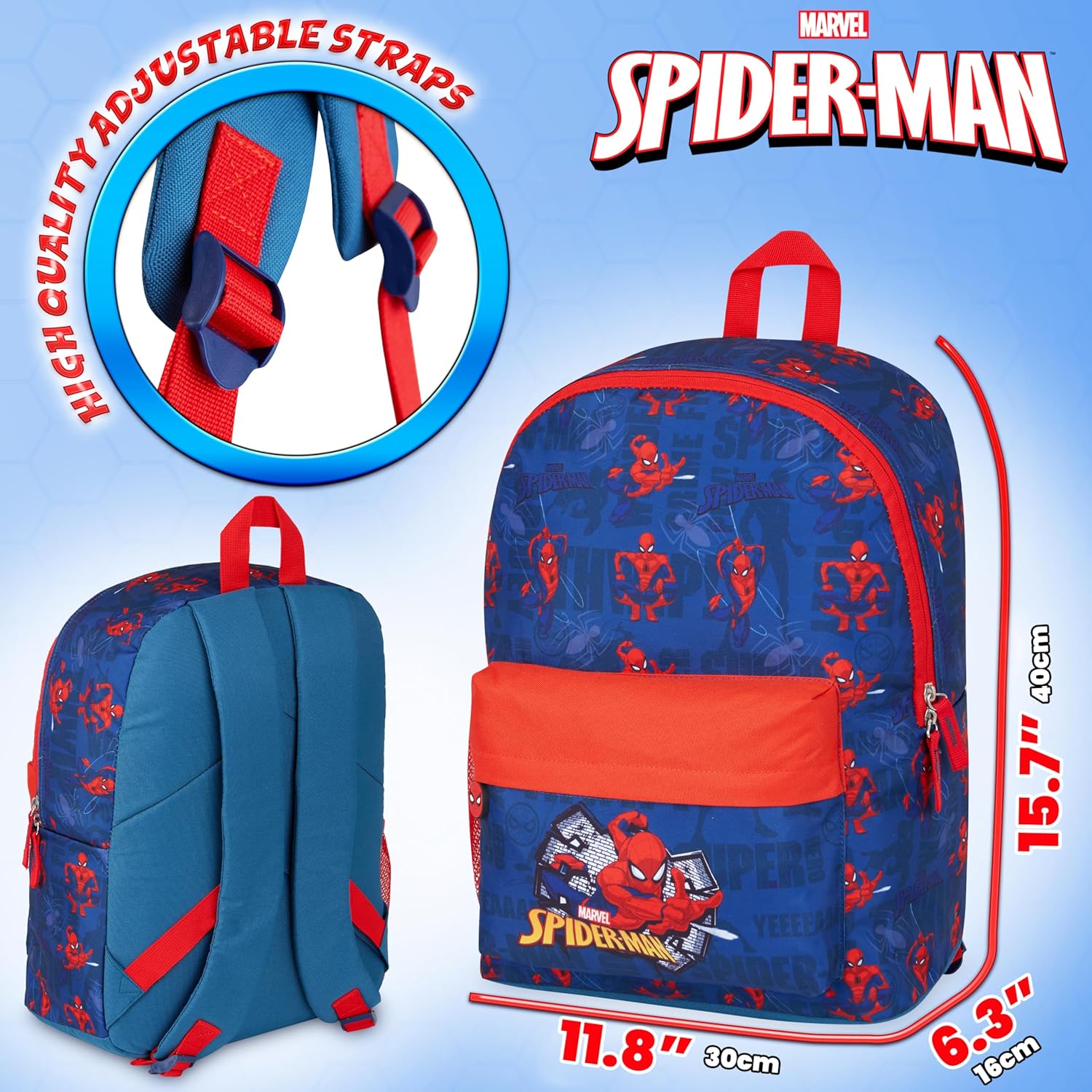 Sac à dos Spider-Man Marvel bleu/rouge pour école et sorties – Image 2