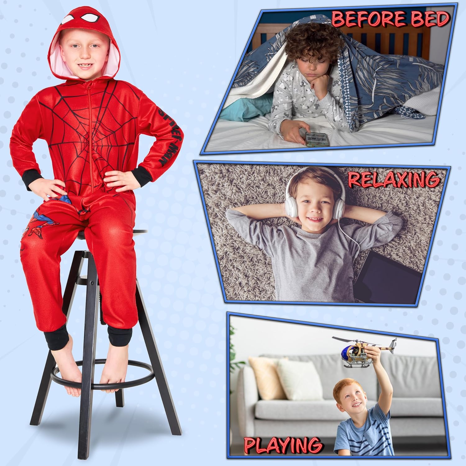 Pyjama combinaison Spider-Man Marvel en polaire pour garçon – Image 3