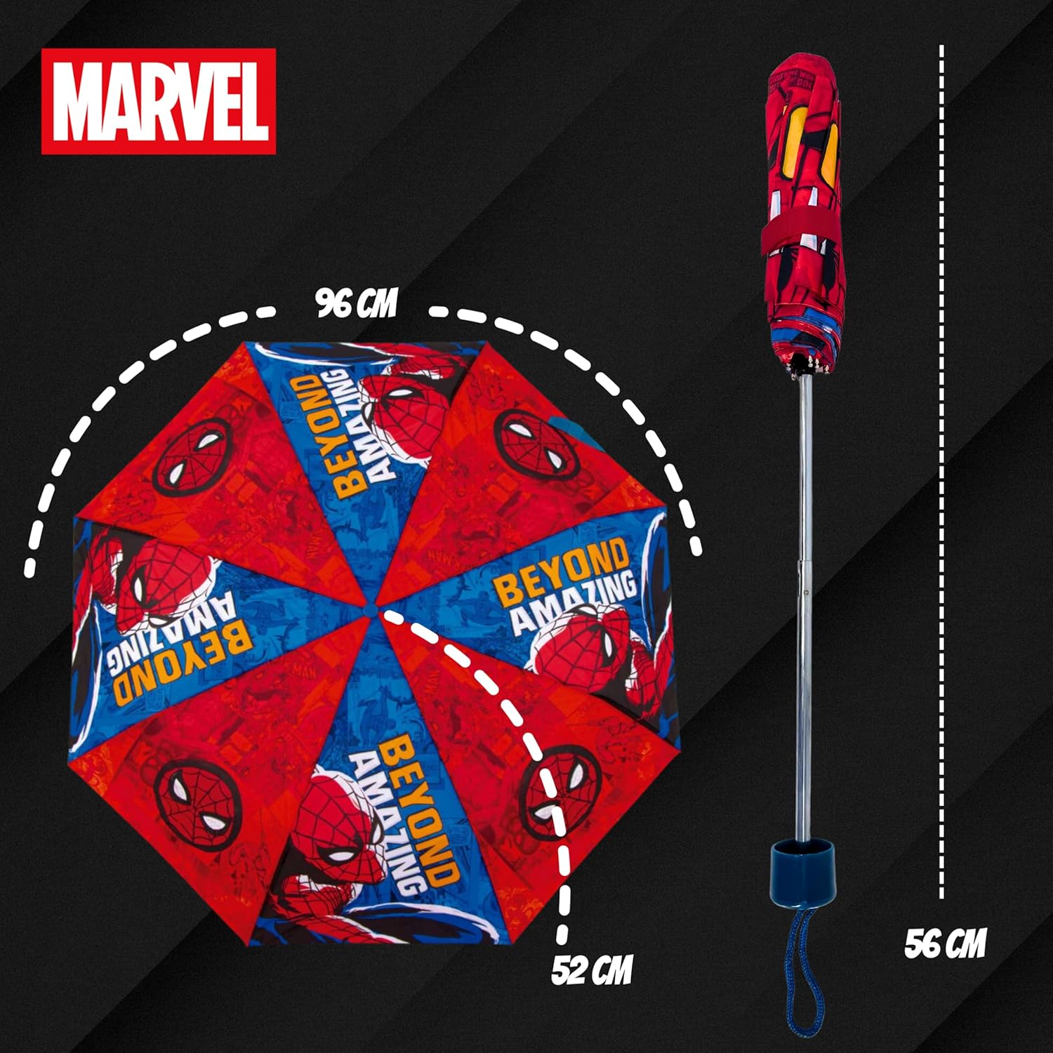 Parapluie pliant compact Spider-Man Marvel bleu – Image 4