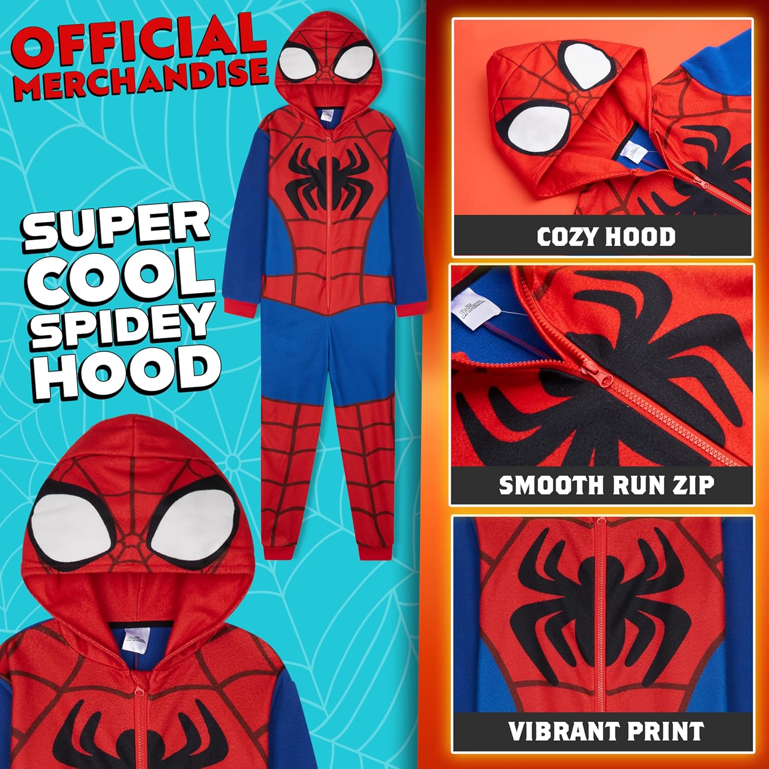 Kigurumi Marvel Spiderman polaire à capuche pour garçon – Image 2