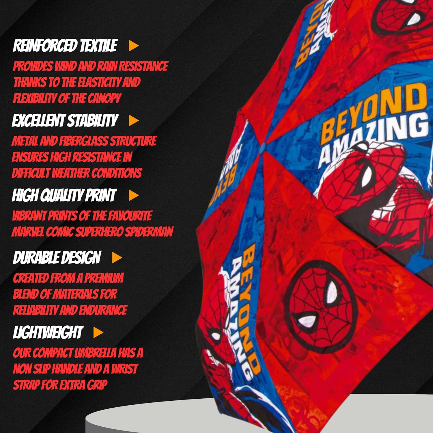 Parapluie pliant compact Spider-Man Marvel bleu – Image 3