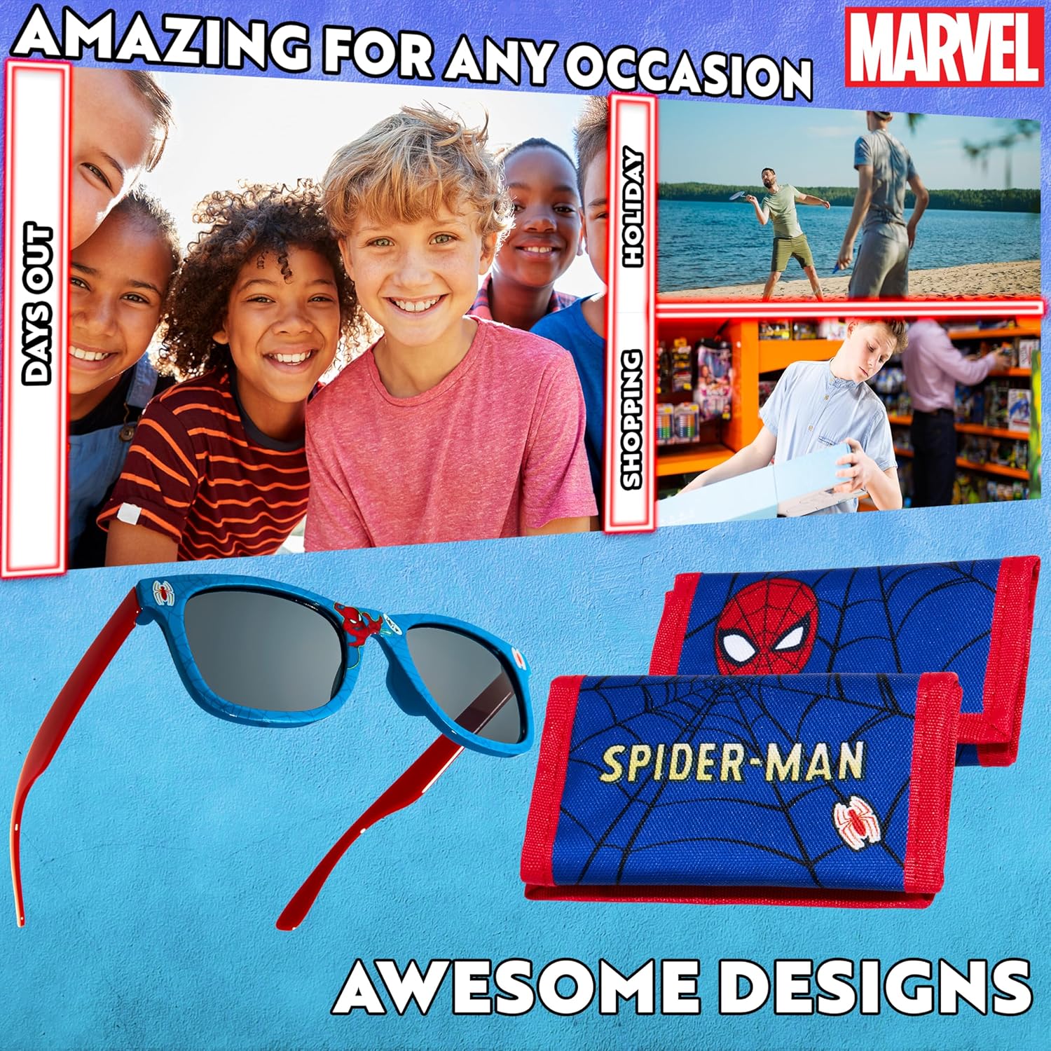 Ensemble enfant Spider-Man Marvel avec lunettes de soleil et porte-monnaie – Image 5
