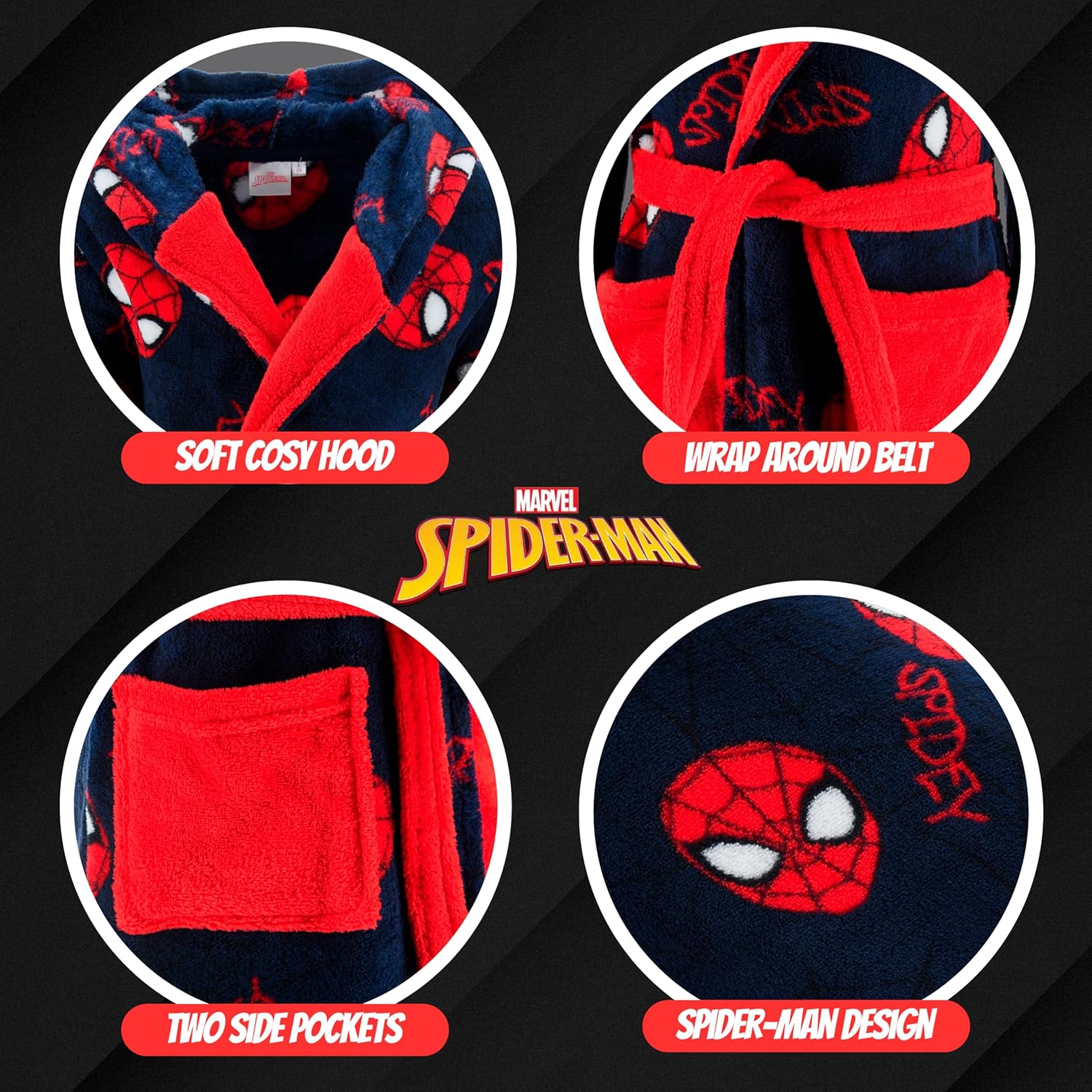 Robe de chambre Spider-Man rouge pour garçon, taille 3 ans – Image 6
