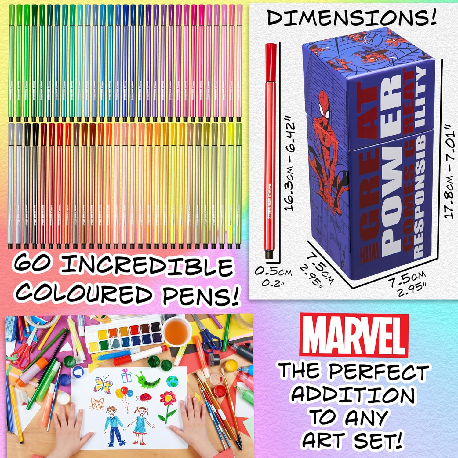 Coffret Marvel Spiderman avec 60 feutres de coloriage enfant – Image 6