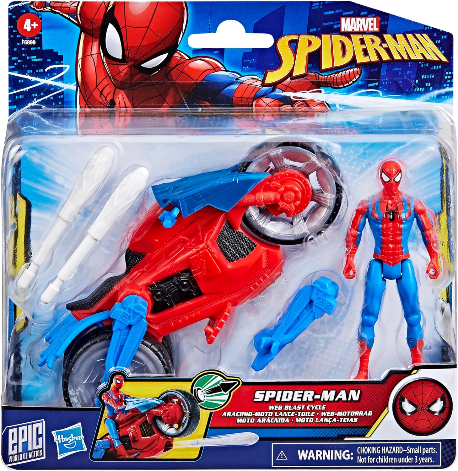 Spider-Man Marvel avec arachno-moto et lance-toile, figurine 10 cm – Image 2
