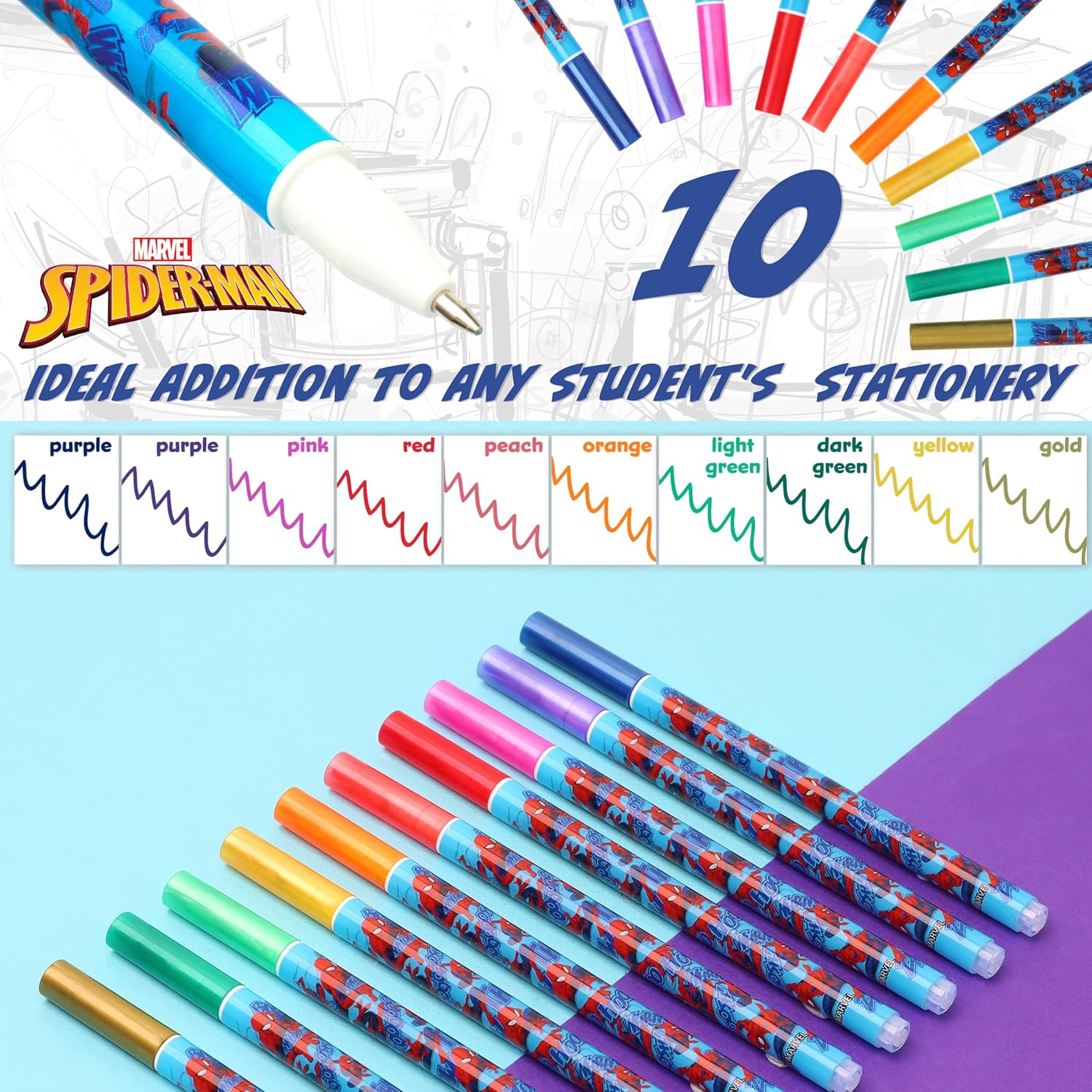 Set de 10 stylos gel Disney Spiderman couleur Multi Spiderman – Image 4