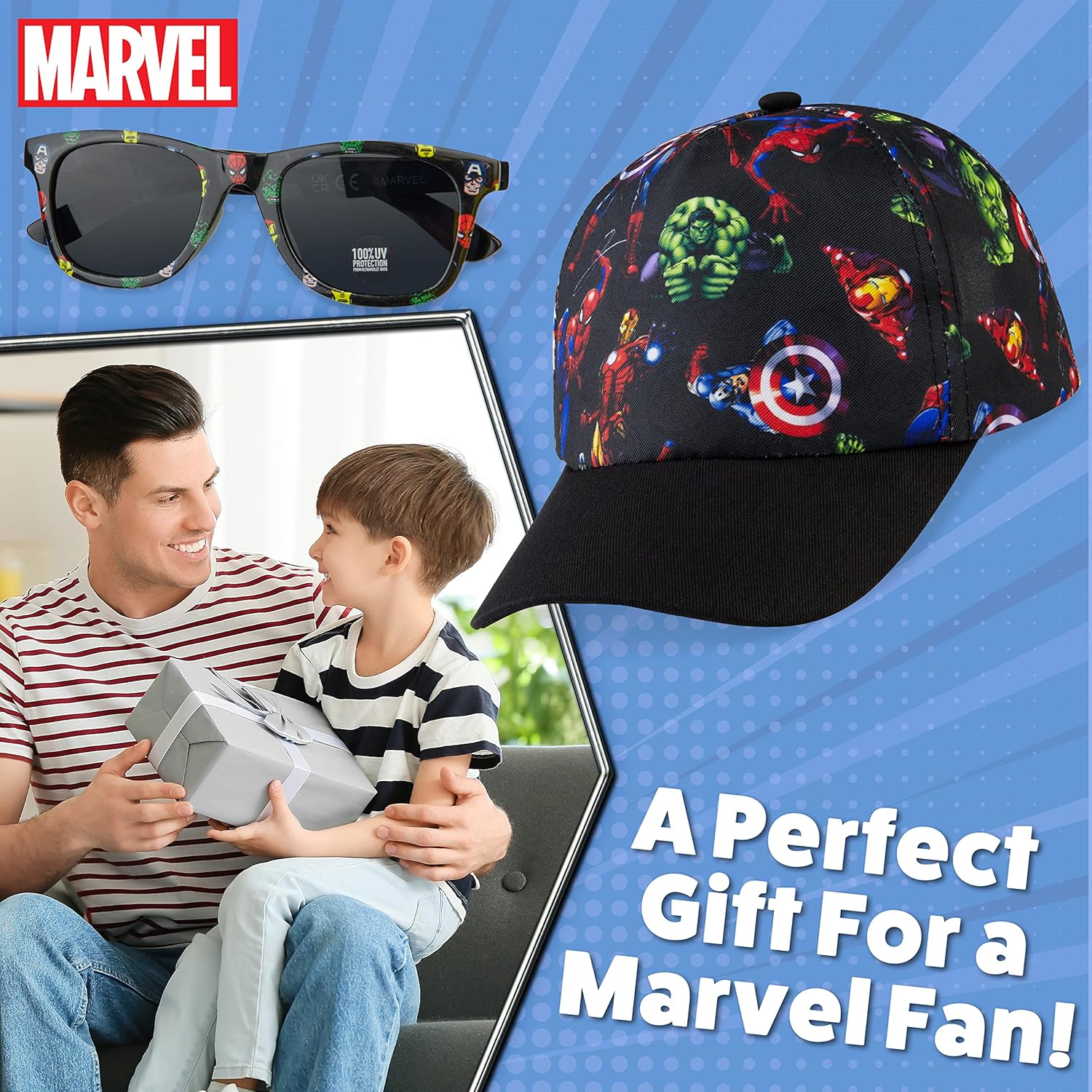 Ensemble enfant Marvel Spider-Man avec casquette respirante réglable et lunettes de soleil UV400 – Image 4