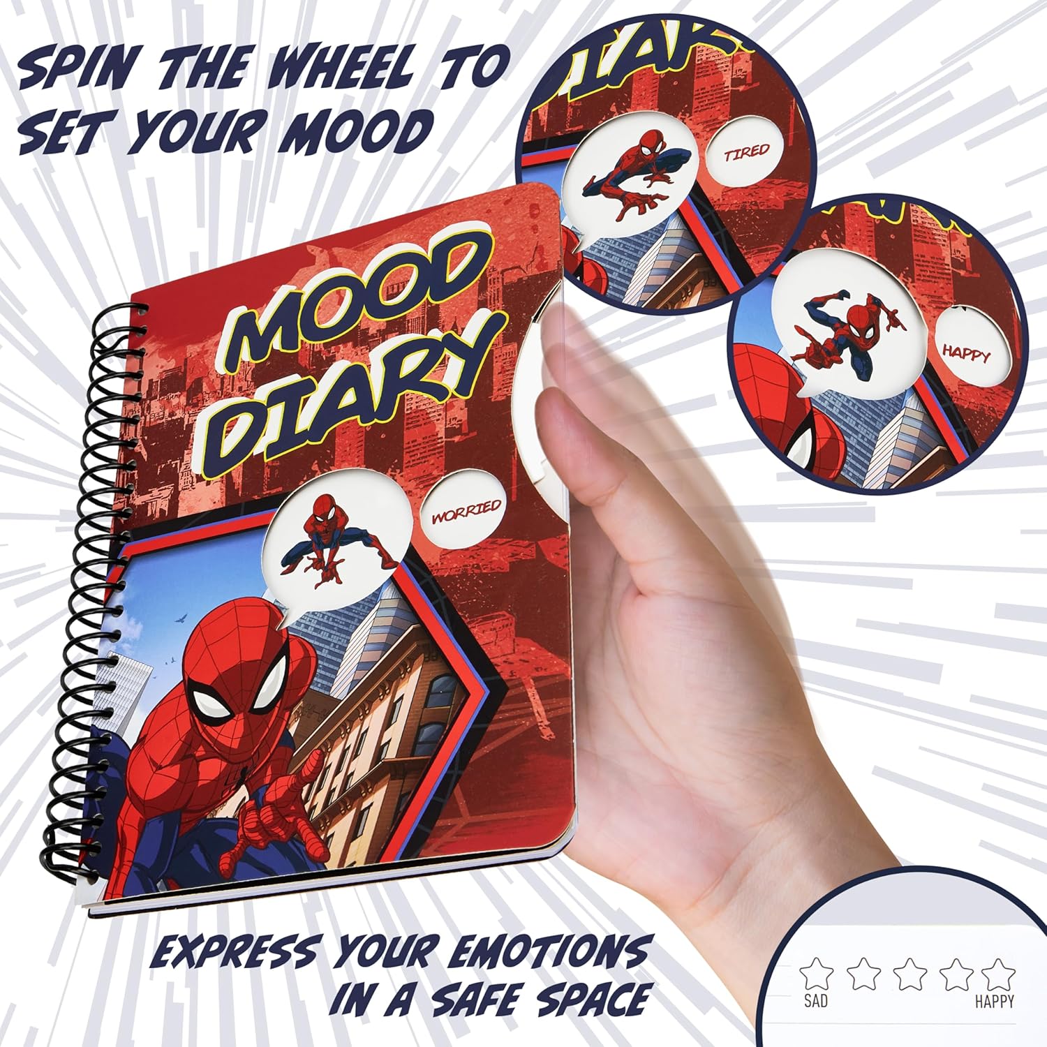 Agenda intime Marvel Spider-Man rouge A5 avec stickers et stylo – Image 4