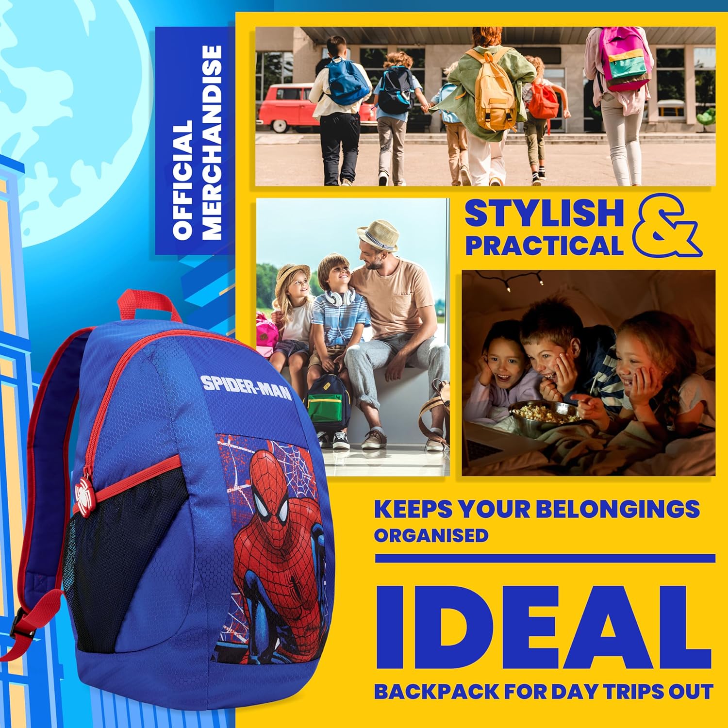 Cartable Spider-Man Marvel enfant 43 avec poches latérales – Image 4