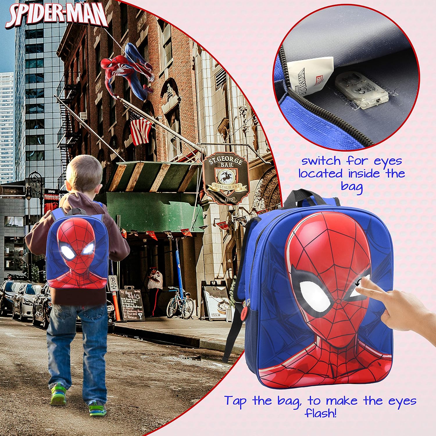 Cartable Marvel Spiderman bleu pour école maternelle et primaire – Image 4