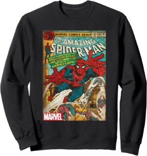 Sweatshirt Spider-Man Marvel Vintage Comic Cover, col tissé