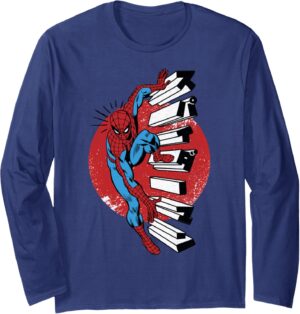 T-shirt manches longues Spider-Man Marvel avec portrait