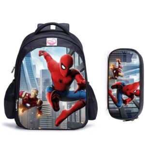Cartable Spider-Man Iron Man avec trousse assortie