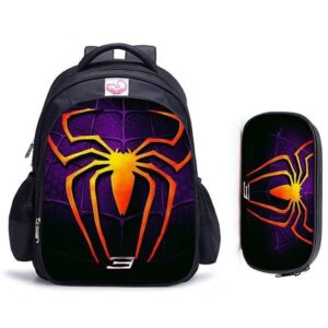 Cartable Spider-Man violet avec trousse assortie