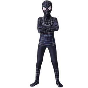 Costume enfant Spider-Man noir avec tailles de 100cm à 160cm