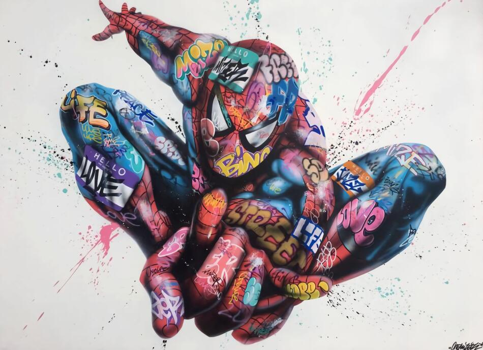 Tableau Spider-Man tagué sans cadre