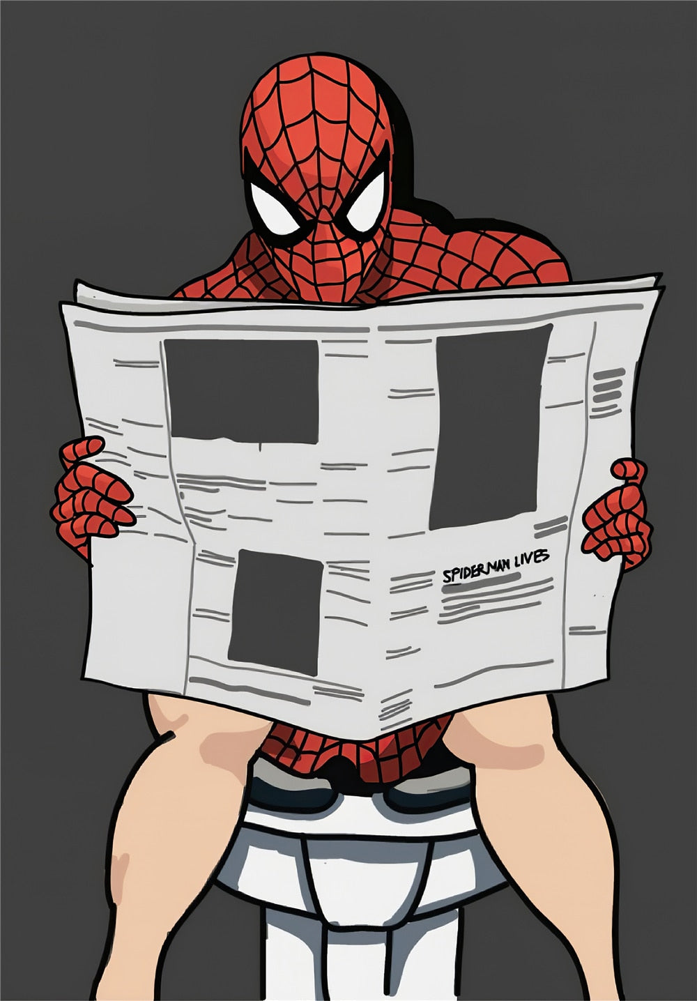 Tableau Spider-Man pause toilette sans cadre
