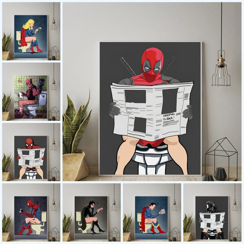 Tableau Spider-Man pause toilette sans cadre – Image 2